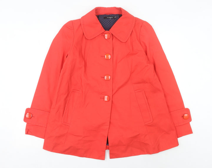 Atmosphere Women Red Cotton Mid-Length Trench Coat Size 12