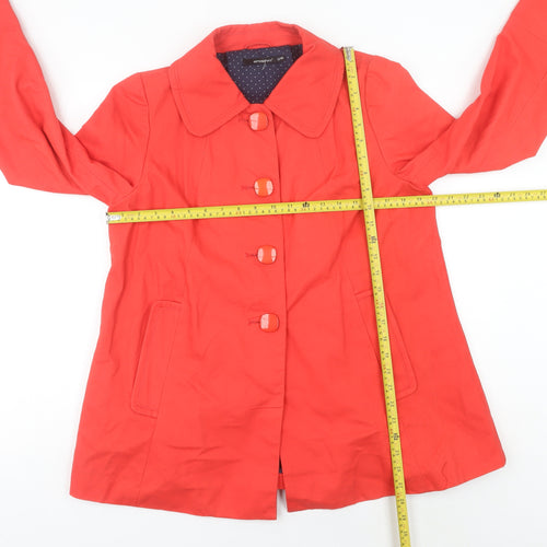 Atmosphere Women Red Cotton Mid-Length Trench Coat Size 12
