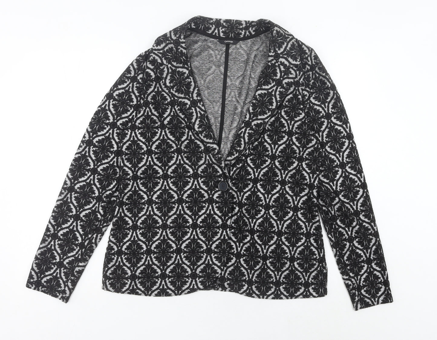 George Women’s Black Jacquard Stretch Blazer UK 16 Regular Fit