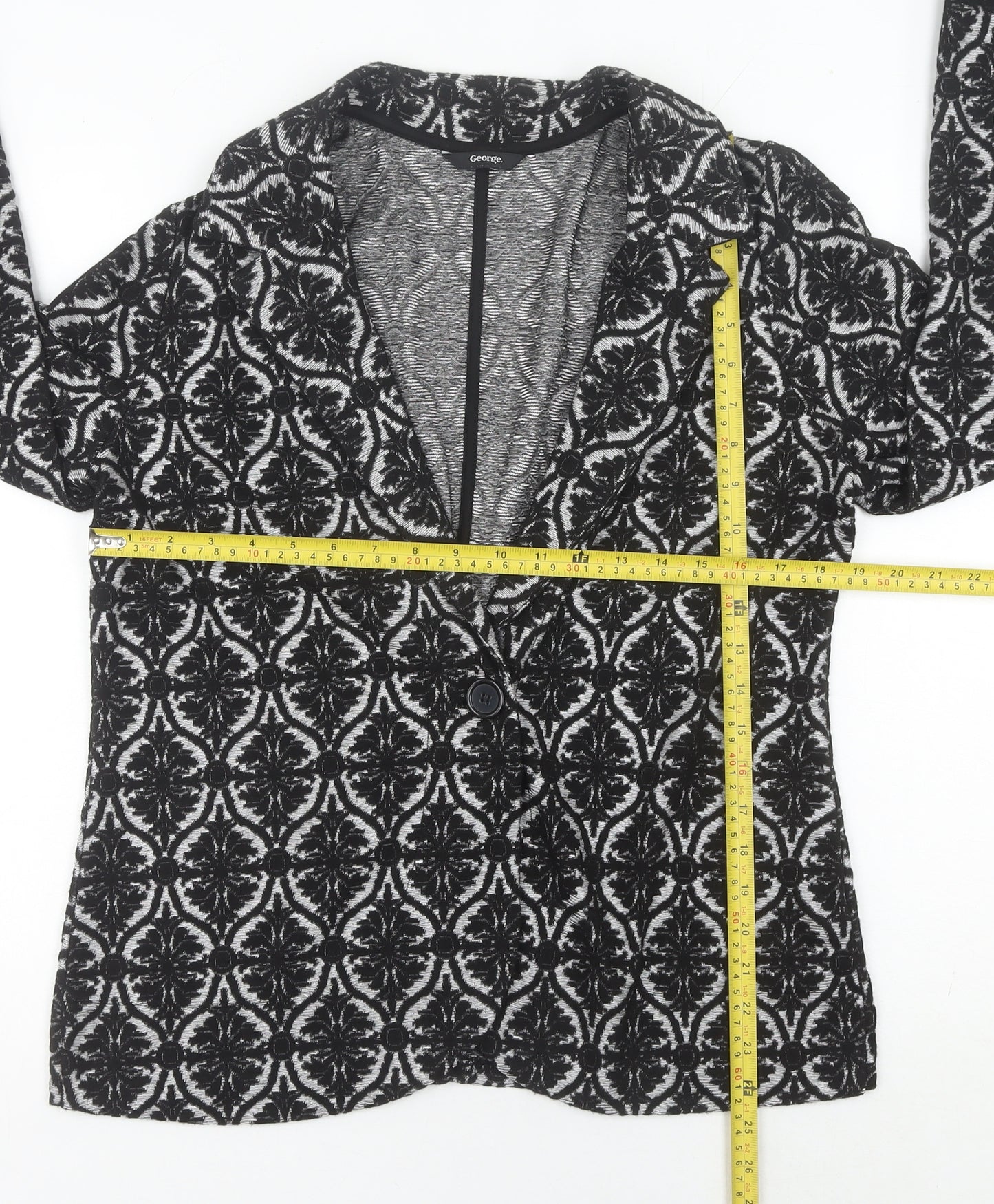 George Women’s Black Jacquard Stretch Blazer UK 16 Regular Fit