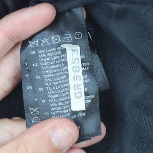 Divided Women’s Black Wool Blend Pea Coat Size 10 Mid-Length Lined