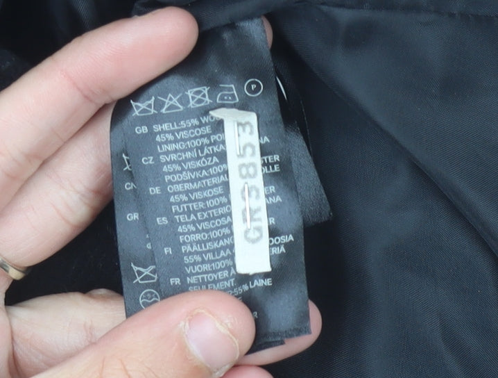 Divided Women’s Black Wool Blend Pea Coat Size 10 Mid-Length Lined