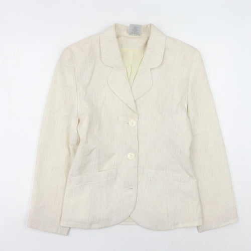 Classic Woman Ivory Blazer Women Size 10 Regular Fit Notch Lapel