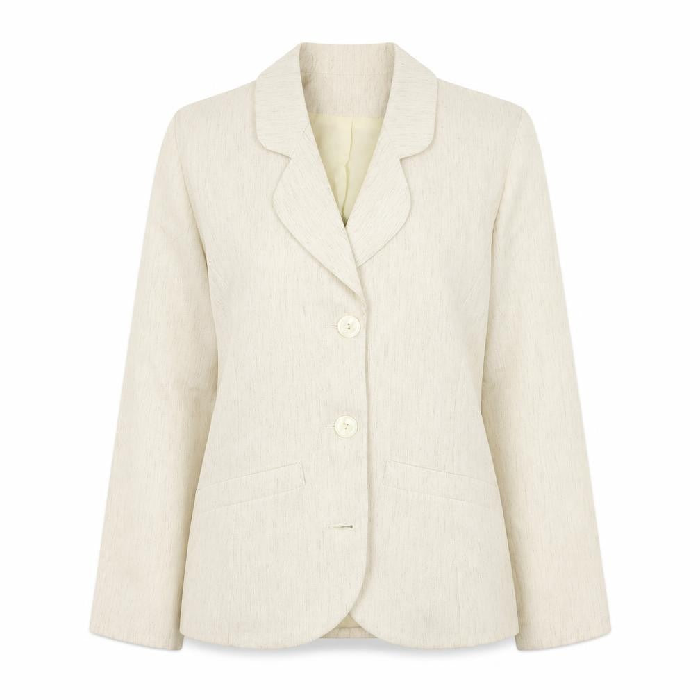 Classic Woman Ivory Blazer Women Size 10 Regular Fit Notch Lapel