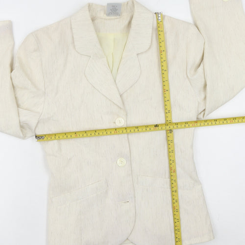 Classic Woman Ivory Blazer Women Size 10 Regular Fit Notch Lapel
