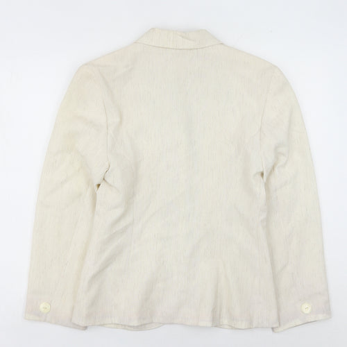 Classic Woman Ivory Blazer Women Size 10 Regular Fit Notch Lapel
