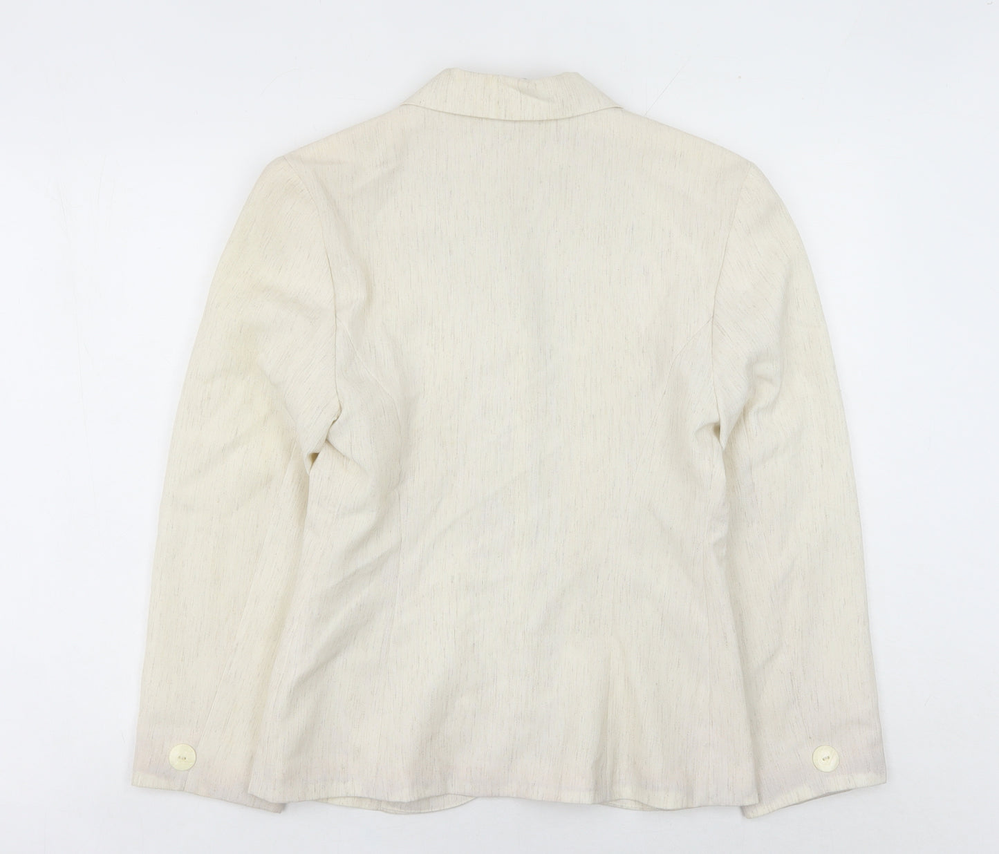 Classic Woman Ivory Blazer Women Size 10 Regular Fit Notch Lapel