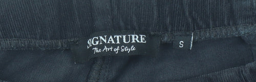 Signature Women’s Black Corduroy Trousers S Regular Fit Straight Leg