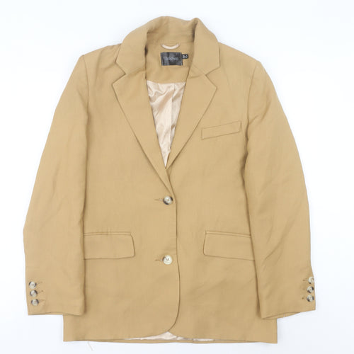 Boohoo Women’s Beige Blazer UK 8 Regular Fit Single Breasted Notch Lapel