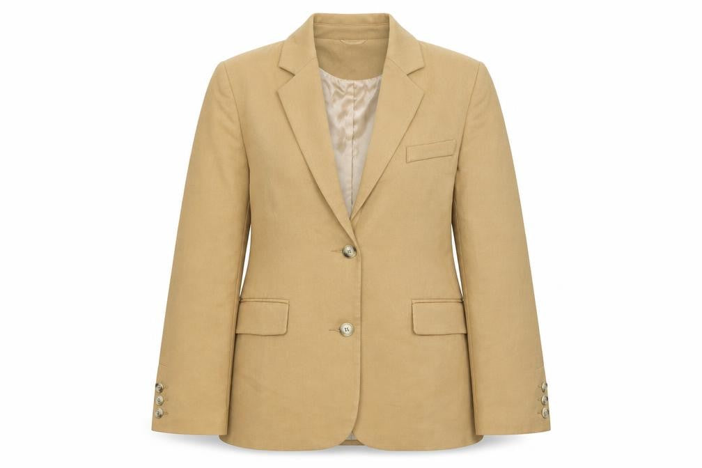 Boohoo Women’s Beige Blazer UK 8 Regular Fit Single Breasted Notch Lapel