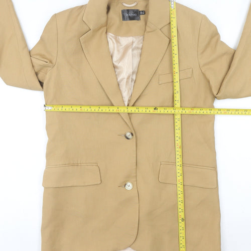 Boohoo Women’s Beige Blazer UK 8 Regular Fit Single Breasted Notch Lapel