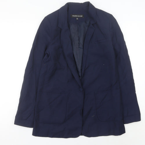 Warehouse Women’s Blue UK 10 Single Breasted Notch Lapel Blazer