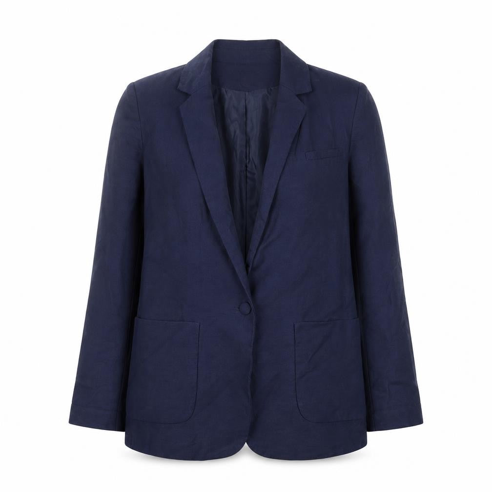 Front view of Warehouse Women’s Blue UK 10 Single Breasted Notch Lapel Blazer