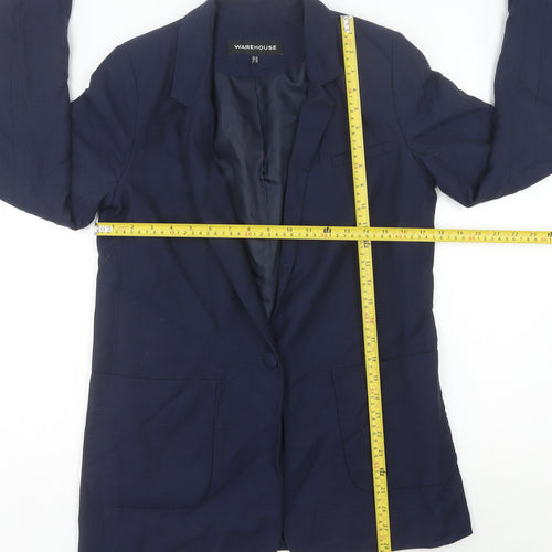 Warehouse Women’s Blue UK 10 Single Breasted Notch Lapel Blazer