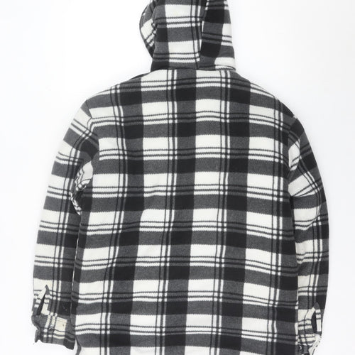 JBC Collection Men's Black Check Fleece Hooded Mid-Length Jacket S