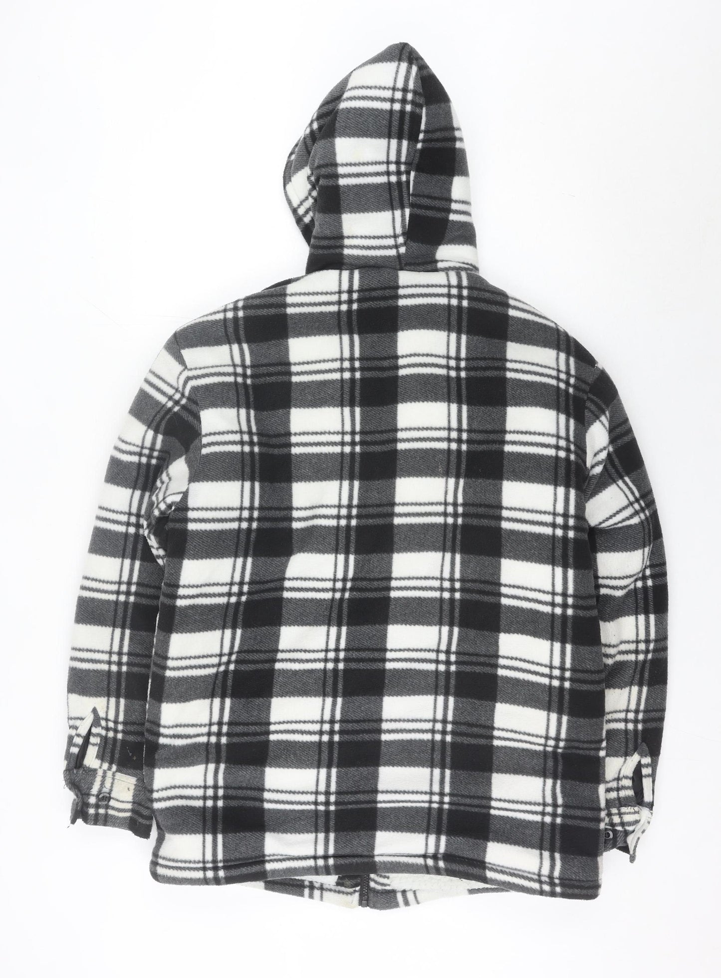 JBC Collection Men's Black Check Fleece Hooded Mid-Length Jacket S