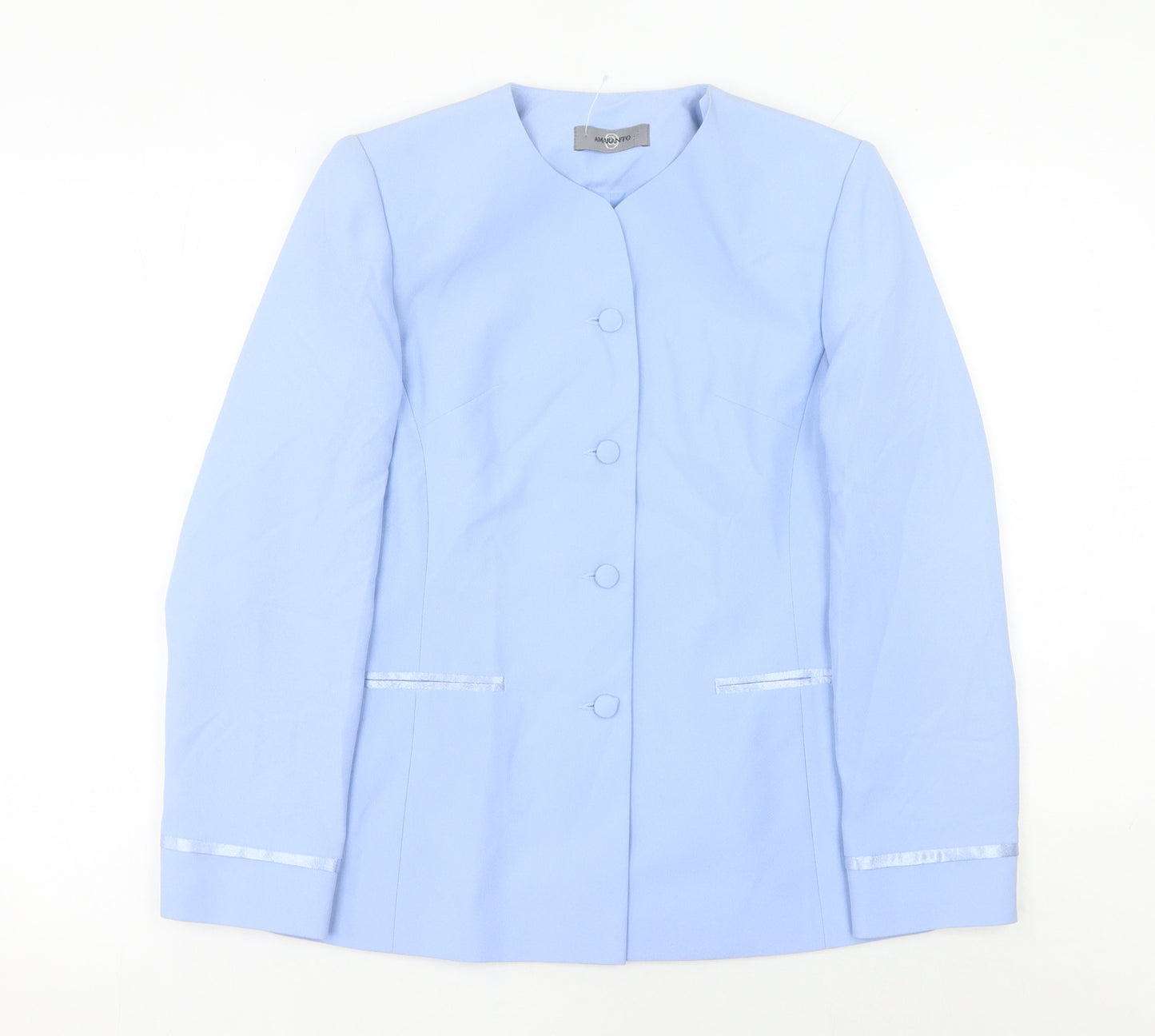 Amaranto Women's Blue Size 10 Single-Breasted Suit Jacket