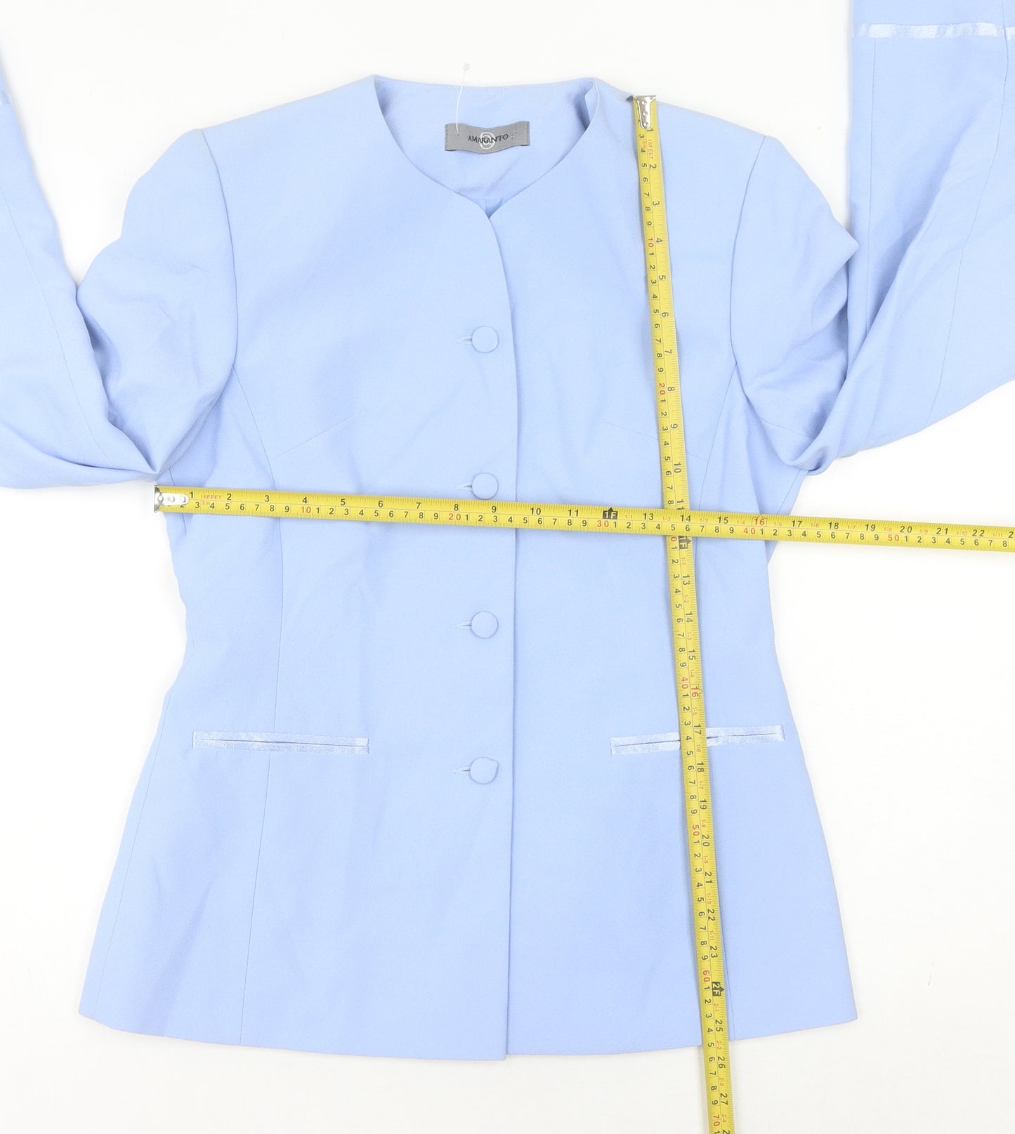 Amaranto Women's Blue Size 10 Single-Breasted Suit Jacket