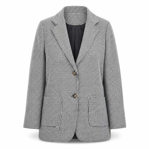 Boohoo Women’s Black Houndstooth Mid-Length Blazer UK 10