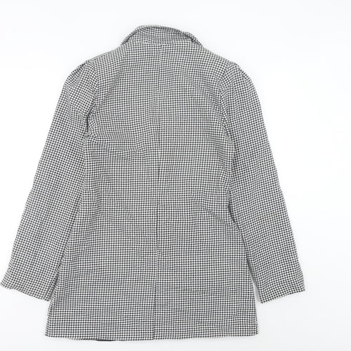 Boohoo Women’s Black Houndstooth Mid-Length Blazer UK 10