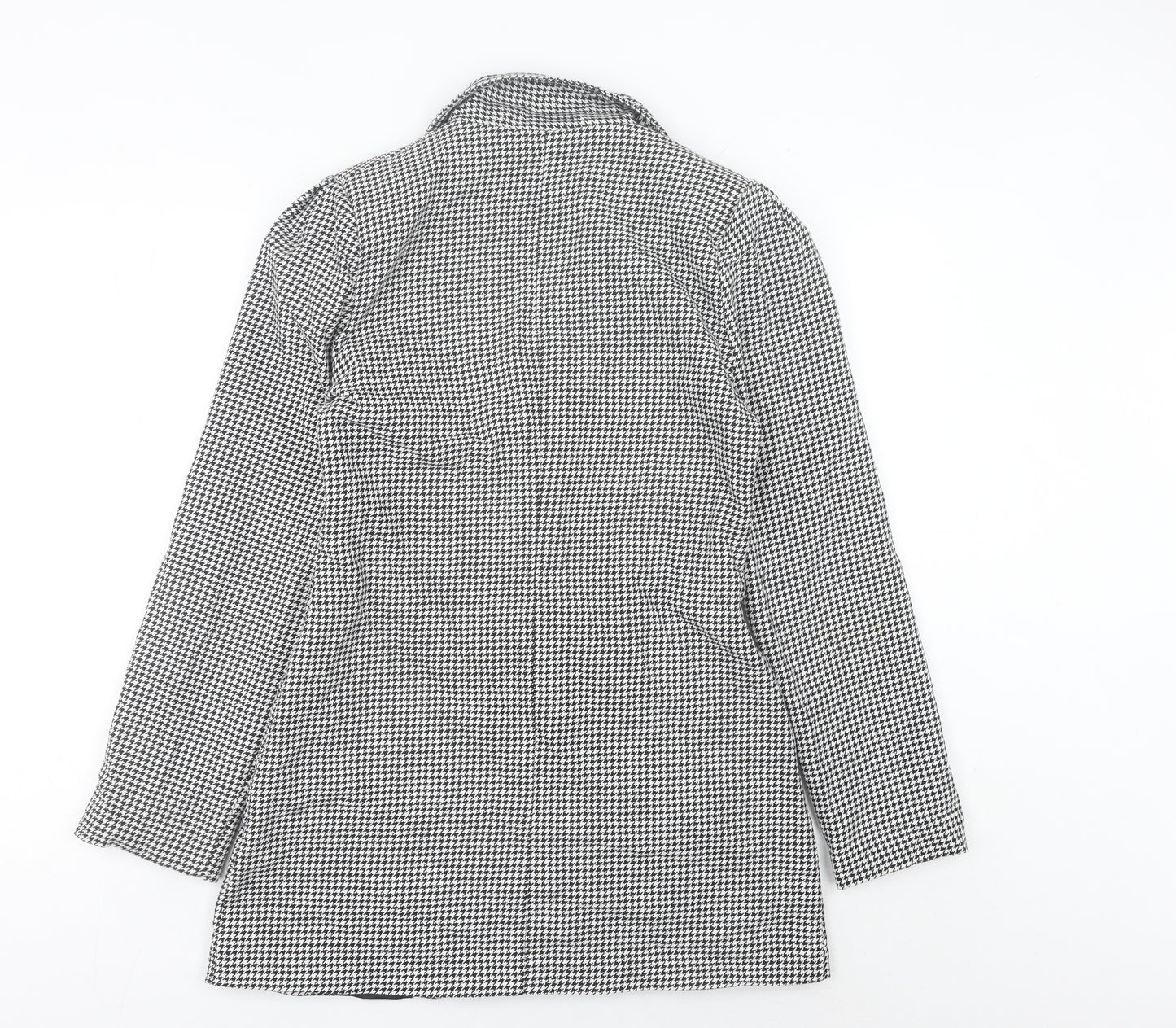 Boohoo Women’s Black Houndstooth Mid-Length Blazer UK 10