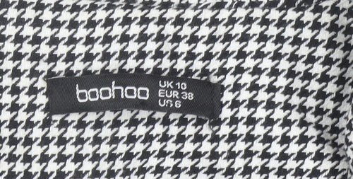 Boohoo Women’s Black Houndstooth Mid-Length Blazer UK 10