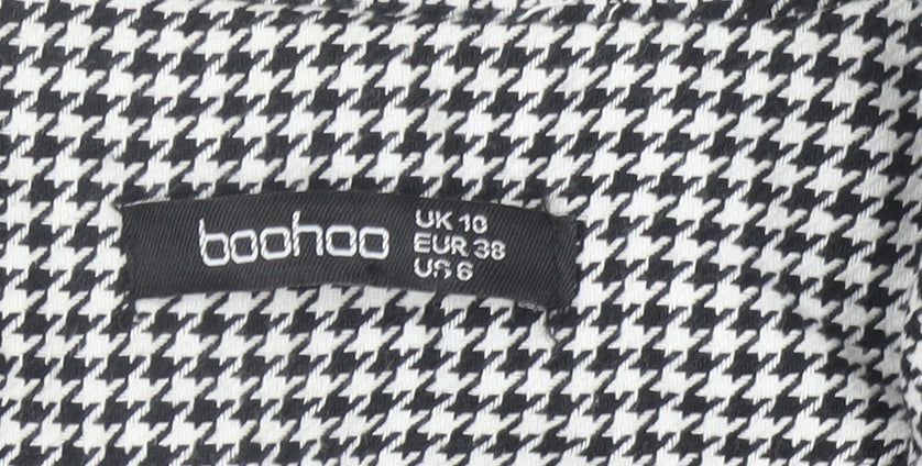 Boohoo Women’s Black Houndstooth Mid-Length Blazer UK 10