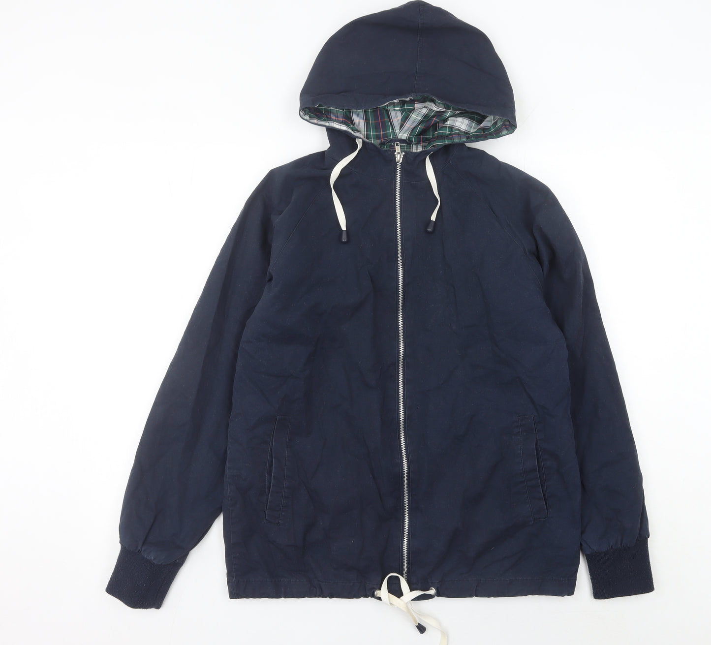 Pop England Men's Blue Small Hooded Cotton Windbreaker Jacket
