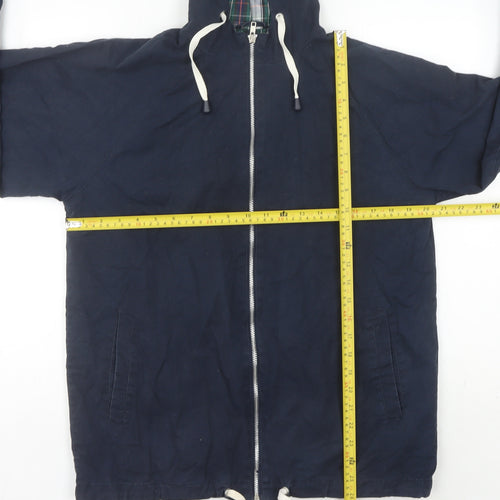 Pop England Men's Blue Small Hooded Cotton Windbreaker Jacket