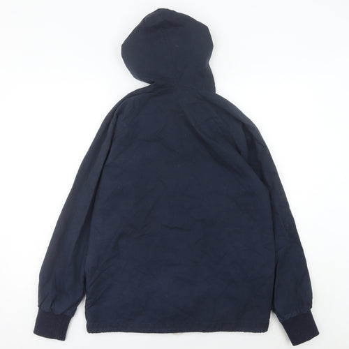 Pop England Men's Blue Small Hooded Cotton Windbreaker Jacket