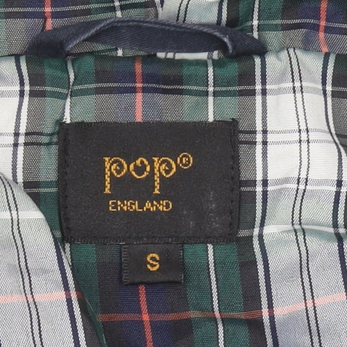 Pop England Men's Blue Small Hooded Cotton Windbreaker Jacket