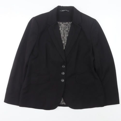 Bonmarché Women’s Black Size 16 Regular Fit Notch Lapel Blazer