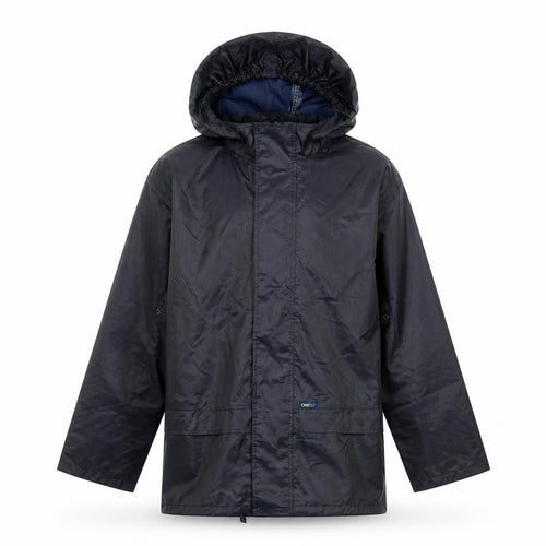 ONE07 Boys Black 11-12Y Waterproof Hooded Rain Coat Outdoor Hiking