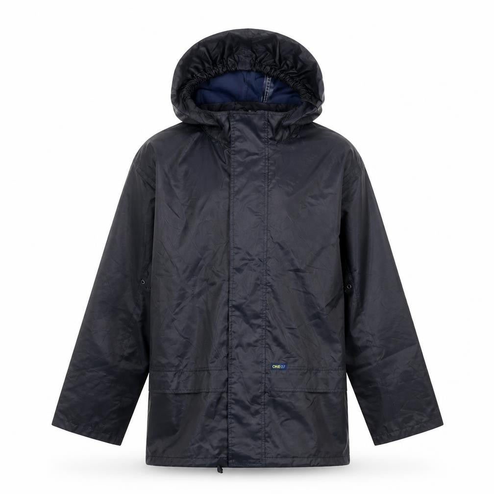 ONE07 Boys Black 11-12Y Waterproof Hooded Rain Coat Outdoor Hiking