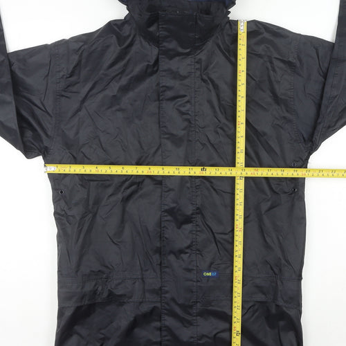 ONE07 Boys Black 11-12Y Waterproof Hooded Rain Coat Outdoor Hiking
