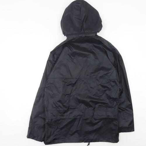 ONE07 Boys Black 11-12Y Waterproof Hooded Rain Coat Outdoor Hiking