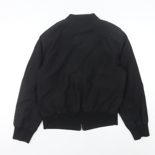 Boohoo Women Black Bomber Jacket Size 14 Casual Full Zip