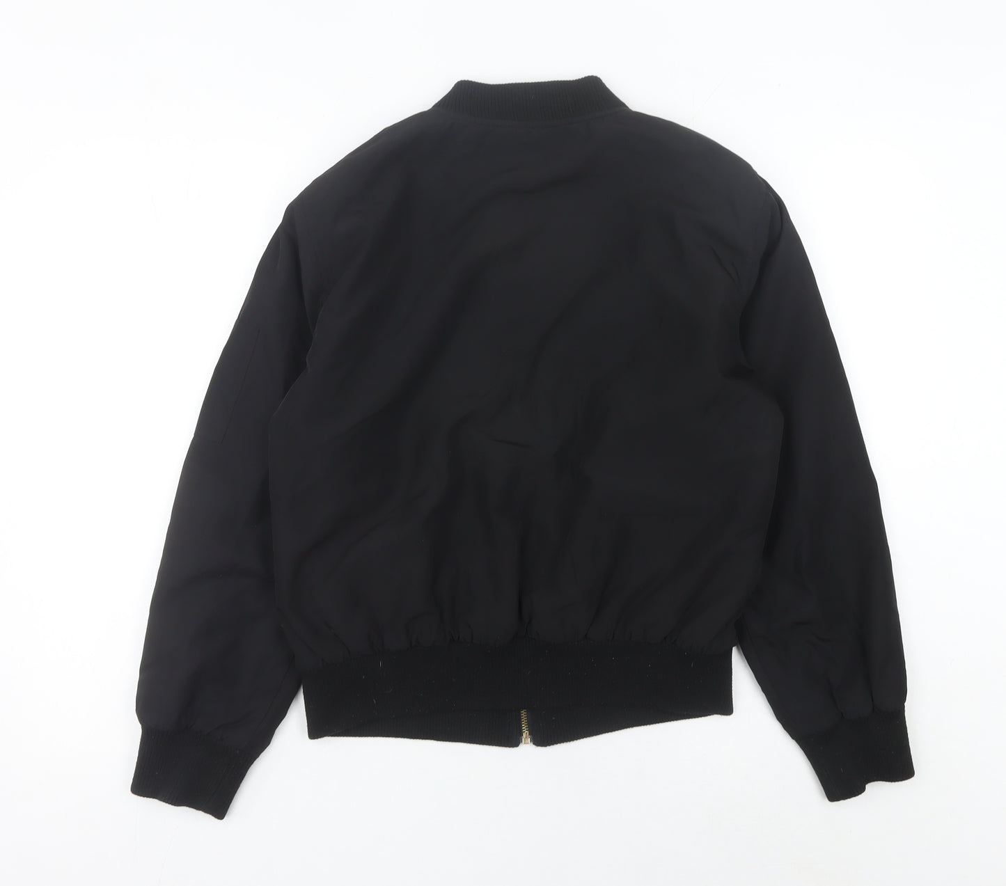Boohoo Women Black Bomber Jacket Size 14 Casual Full Zip