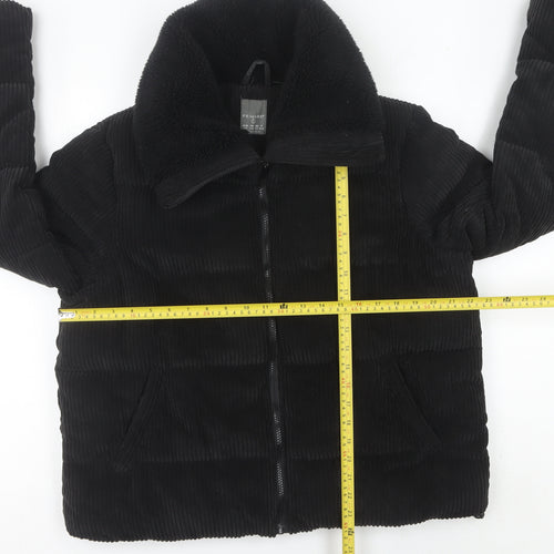 Primark Women’s Black Corduroy Puffer Jacket L Full Zip Winter