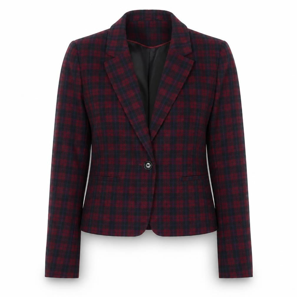 Front view of New Look Women's Multicoloured Check Blazer, size 10, Single-Breasted