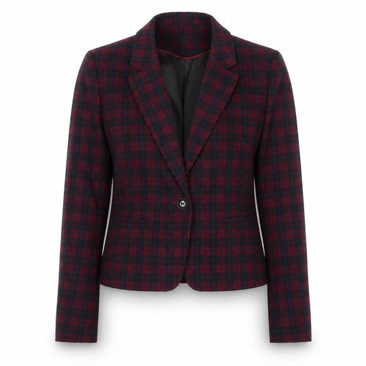 Front view of New Look Women's Multicoloured Check Blazer, size 10, Single-Breasted