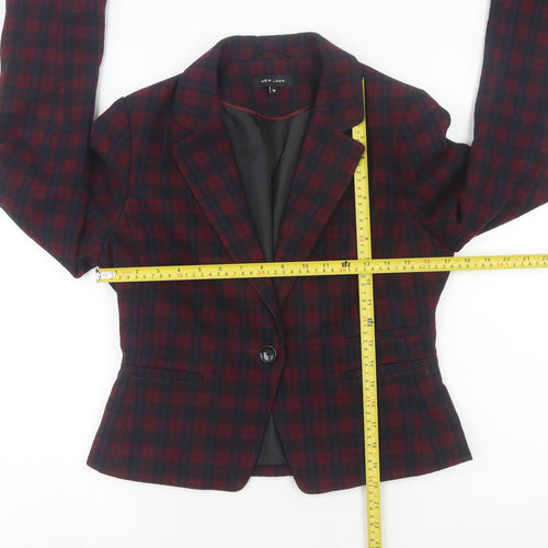 New Look Women's Multicoloured Check Blazer Size 10 Single-Breasted