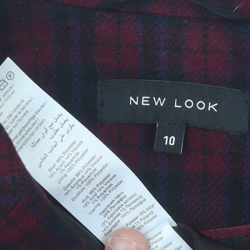 New Look Women's Multicoloured Check Blazer Size 10 Single-Breasted