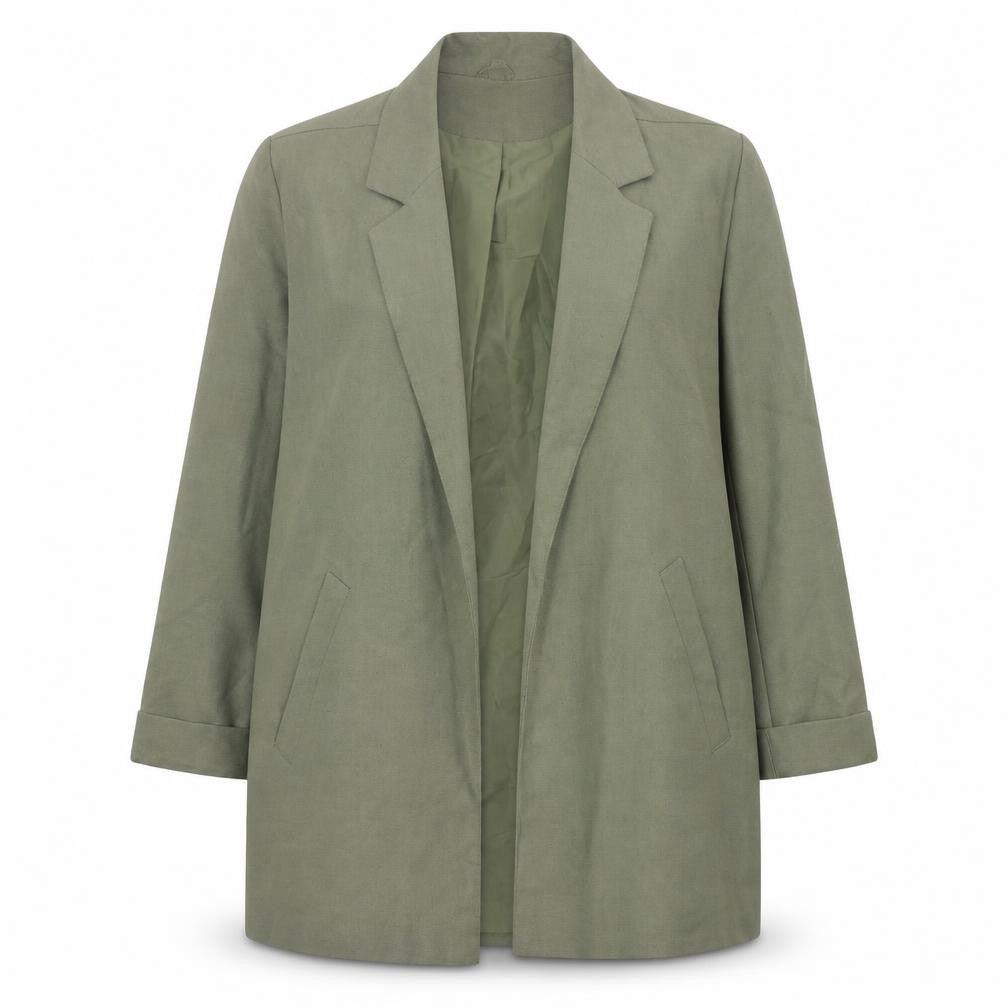 Front view of Miss Smith women’s green, size UK 16, blazer mid-length notch lapel