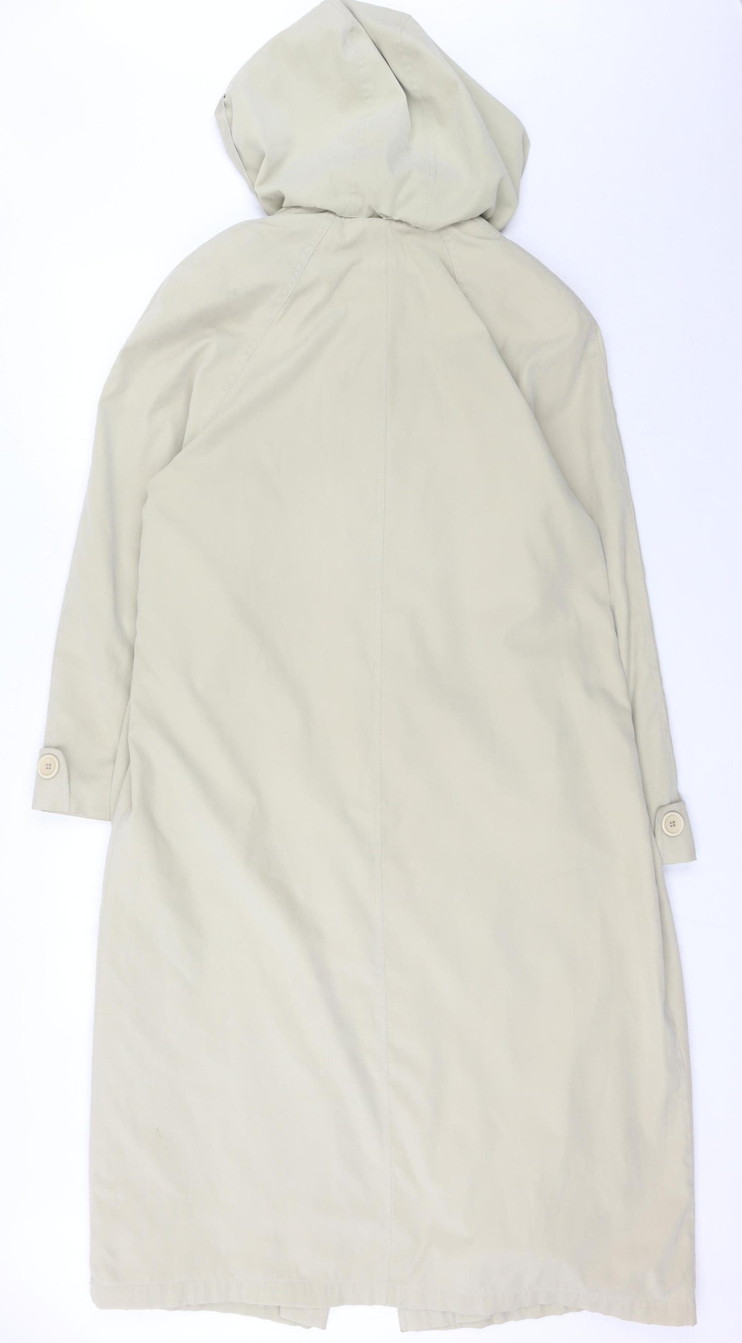 El Corte Ingles Women’s Beige Long Rain Coat Hooded Size 14