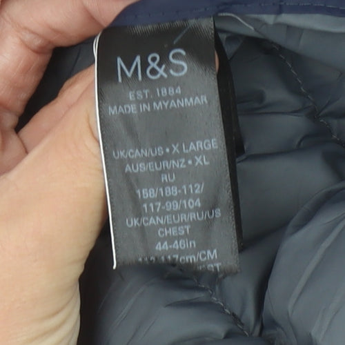 Marks and Spencer Men's Blue XL Puffer Jacket Lightweight Down