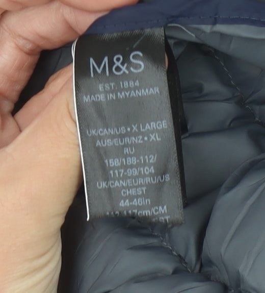 Marks and Spencer Men's Blue XL Puffer Jacket Lightweight Down