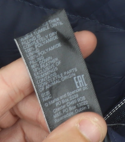 Marks and Spencer Men's Blue XL Puffer Jacket Lightweight Down