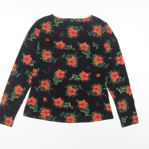 Joe Browns Women's Black Christmas Floral Wrap Blouse Size 16