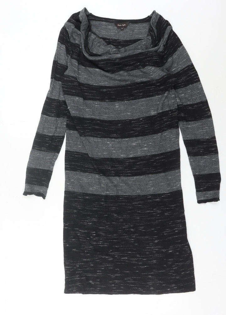 Phase Eight Women’s Grey Striped Cowl Neck Jumper Dress Size 12